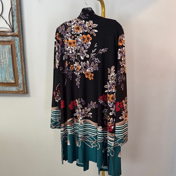 Susan Graver Black Floral Kimono and shirt set NEW L - Picture 5 of 12